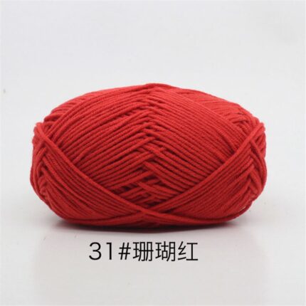 50Grams/Ball 4 Strand Milk Cotton Yarn Crochet Soft Warm Wool Hand-knitted Thread Baby Sweater Doll Scarf Supplies 8
