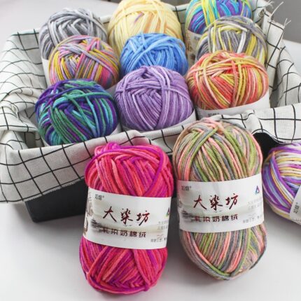 50G Dyed Colorful Milk Sweet Soft Cotton Baby Knitting Wool Yarn Thick Crochet Yarn Thread For DIY Sweater Threads For Knitting 2